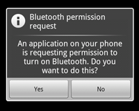 Boîte de dialogue de confirmation d'activation du Bluetooth